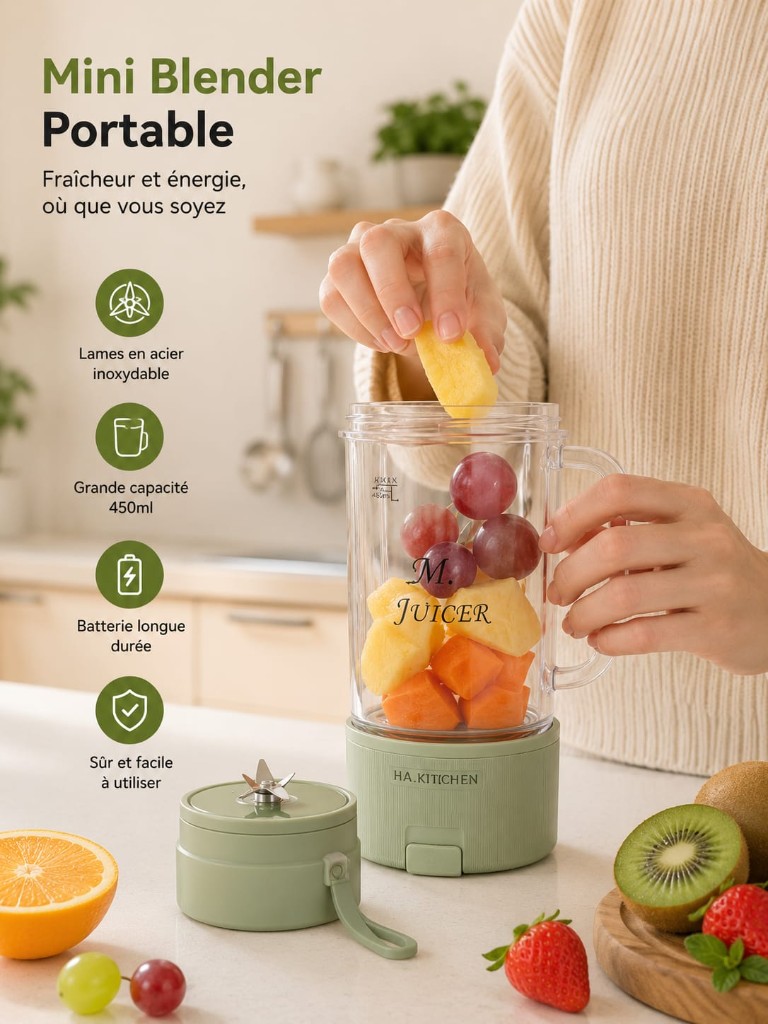 Mini Blender Portable Rechargeable